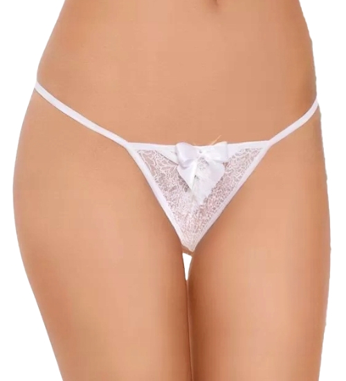Białe sexy stringi z pęknięciem