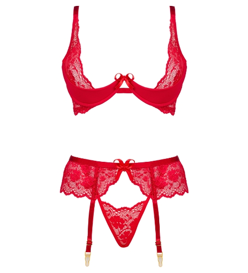 Czerwony komplet z kokardkami Rose