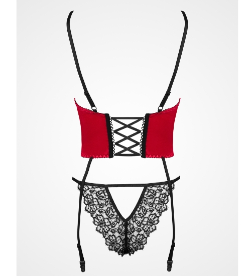 Czerwony gorset Olena z haftowanymi kwiatami