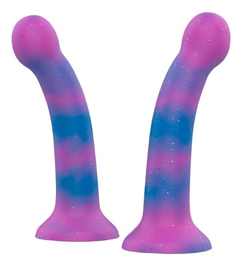 Galaktyczne silikonowe dildo z brokatem