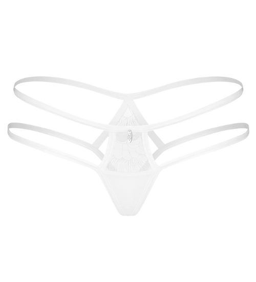 Białe stringi z haftowaną koronka