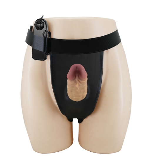 Wibrujący strap on z miękką główką