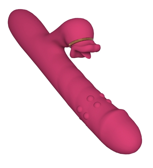 Czerwony wibrator posuwisto - rotacyjny z ustami