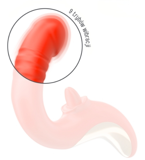 Czerwony wibrator z ruchomym języczkiem