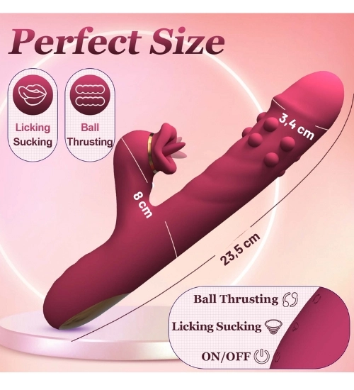 Czerwony wibrator posuwisto - rotacyjny z ustami pol_pl_Silicone-Vibrator-7-rotating-functions-and-7-licking-functions-7589_7