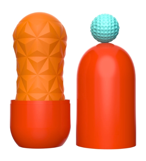 Pomarańczowy masturbator z kulką 360