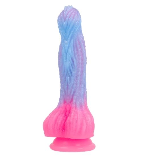 Pastelowe niebiesko - różowe dildo Epic ze strukturą 3D