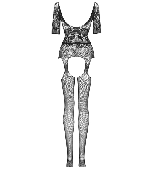 Czarne bodystocking z głębokim dekoltem