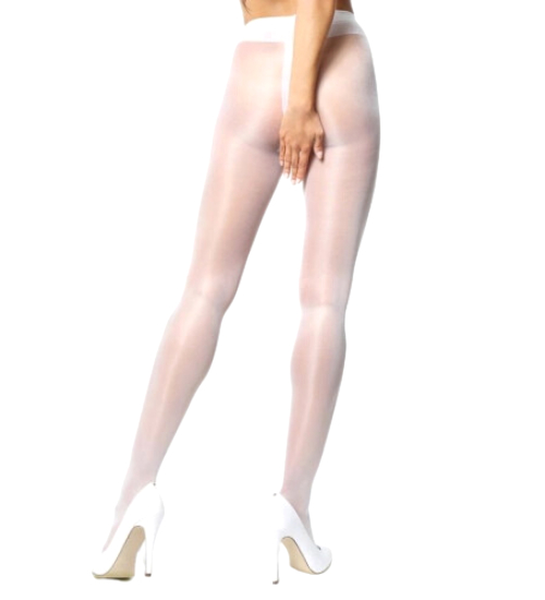 Zalotne białe rajstopy z dziurką