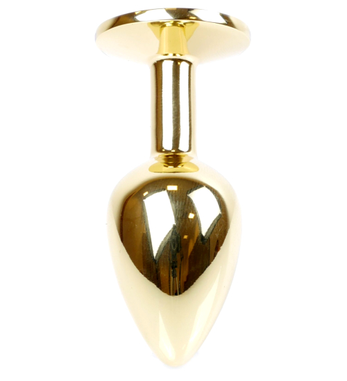 Złoty plug analny z różowym kryształem