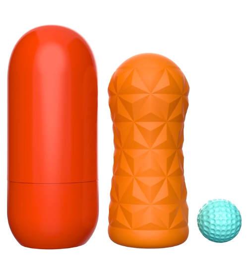 Pomarańczowy masturbator z kulką 360