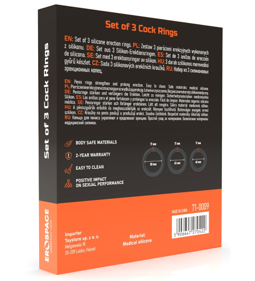 Zestaw 3 szerokich pierścieni erekcyjnych