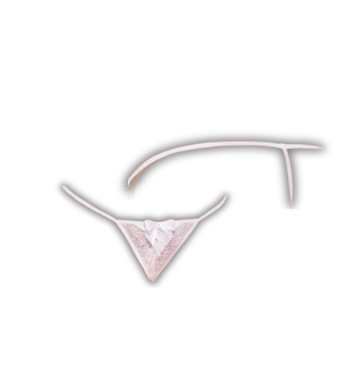 Białe sexy stringi z pęknięciem