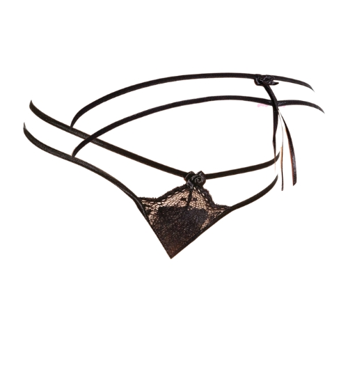 Skąpe koronkowe stringi z dziurką