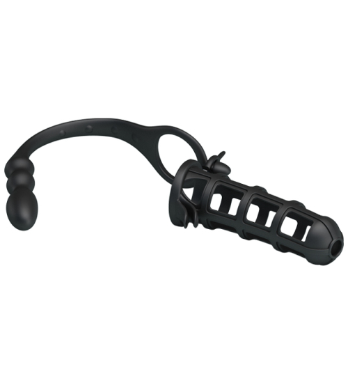 Klatka na penisa z analnym plugiem