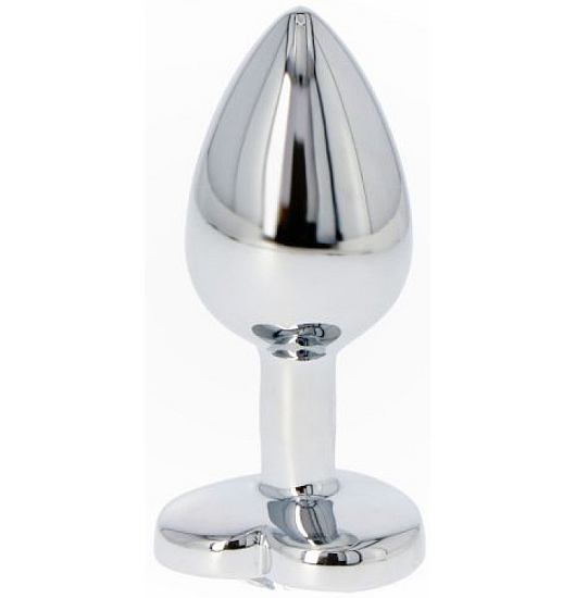 Srebrny plug z białym kryształkiem