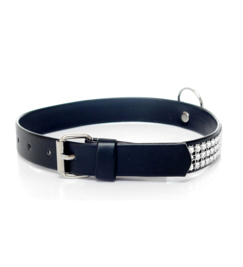 Czarna regulowana obroża z cekinami