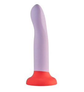 Sprężyste fioletowe dildo z czerwoną przyssawką