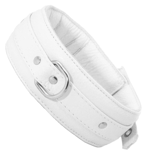 Biała skórzana miękka obroża