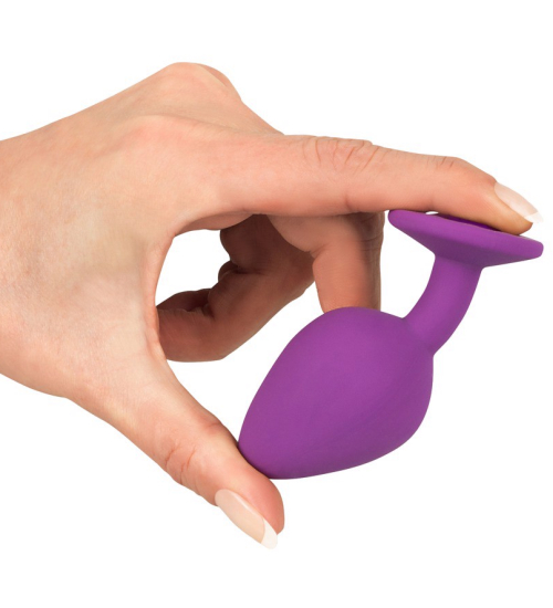 Fioletowy plug z kryształkiem - sylikon