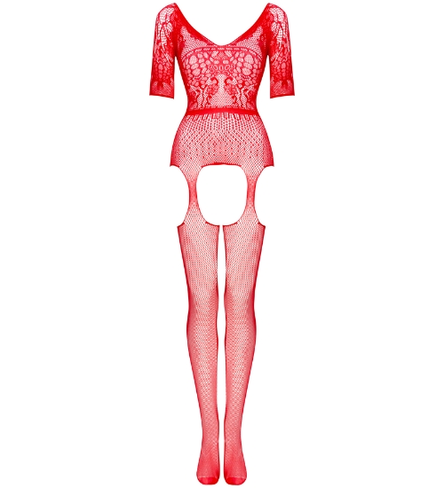 Czerwone bodystocking z głębokim dekoltem