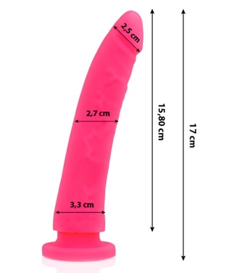 Neonowo różowe silikonowe dildo z przyssawką