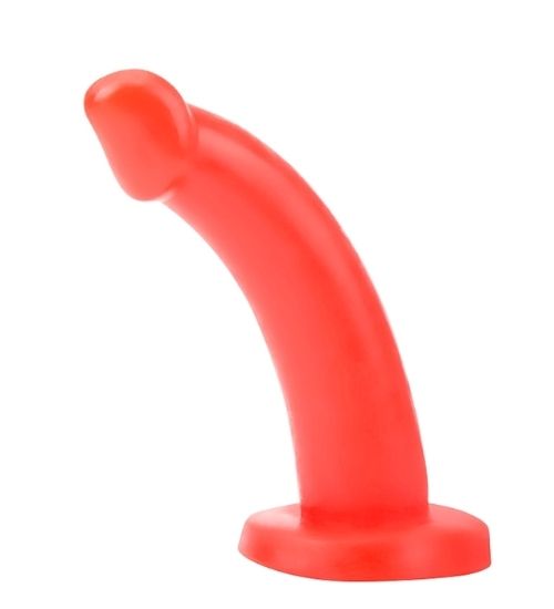 Czerwona uprząż z odpinanym elastycznym dildo