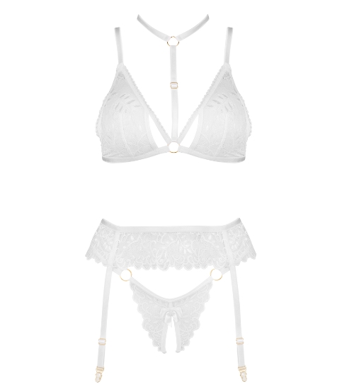 Biały komplet z dekoracyjnym hokerem