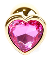 Złoty plug z różowym sercem