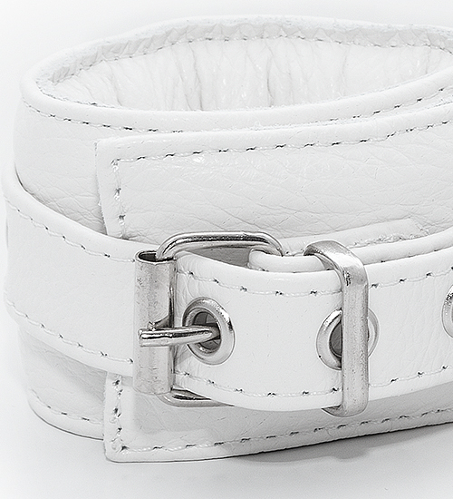 Solidne białe kajdany - skóra