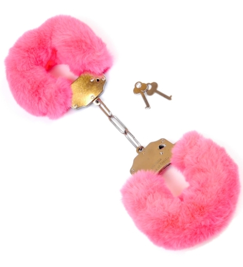 Kajdanki z puszystym różowym futerkiem