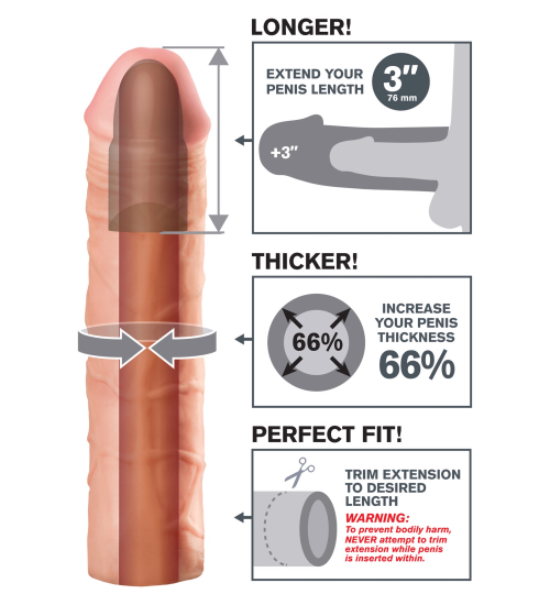 Nakładka z cyberskóry - penis większy o 7,6cm