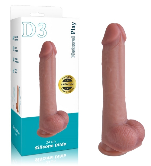 Elastyczne silikonowe 24 cm dildo z przyssawką