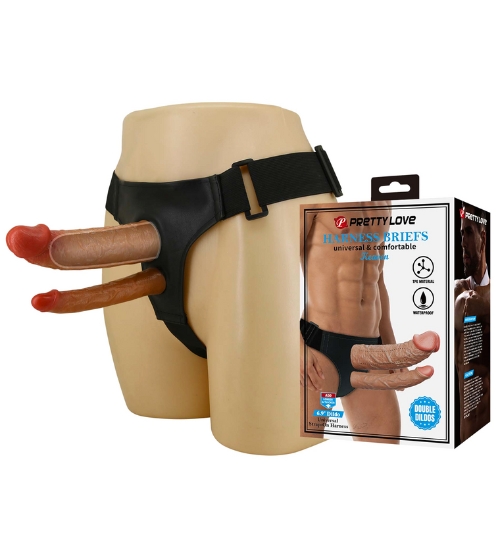 Podwójny strap-on z miękkimi penisami
