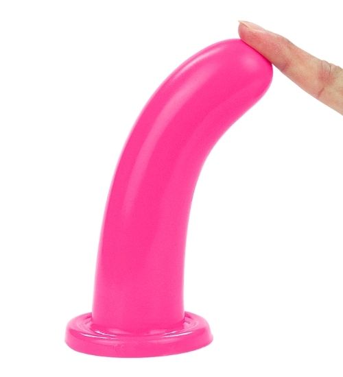 Różowe silikonowe dildo z płaską podstawą