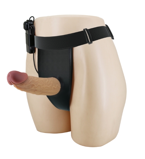 Wibrujący strap on z miękką główką