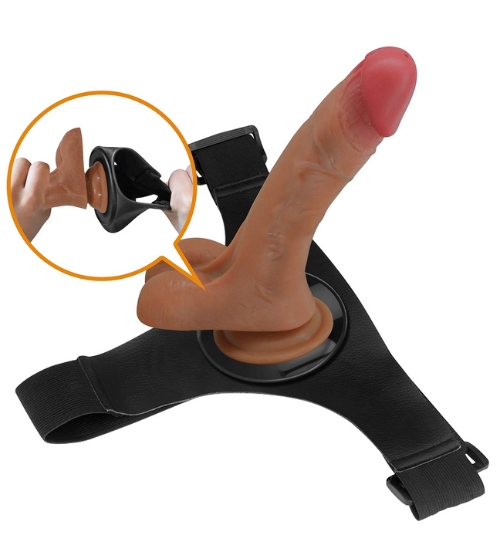 Realistyczne dildo z funkcją wibracji i wytrysku + pas