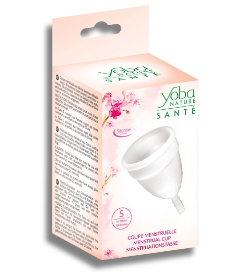 Biały kubeczek menstruacyjny S z woreczkiem