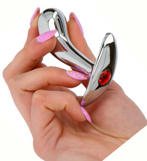 Srebrny plug z czerwonym kryształkiem