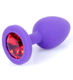 Fioletowy Silikonowy Plug z Czerwonym Kryształem