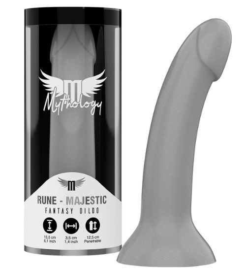 Majestatyczne srebrne dildo z brokatem Mythology
