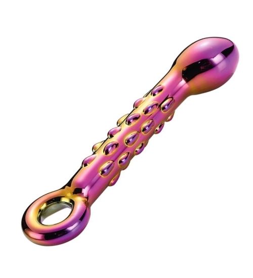Kolorowe szklane dildo z wypustkami