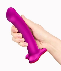 Gładkie różowe dildo z czerwoną przyssawką