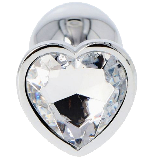 Srebrny plug z białym kryształkiem