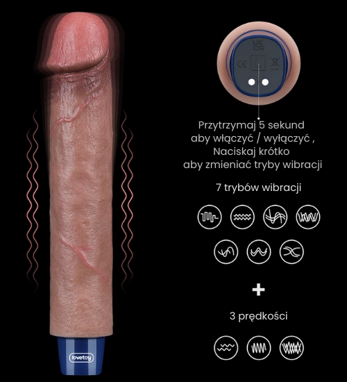 Realistyczny silikonowy 20 cm wibrator