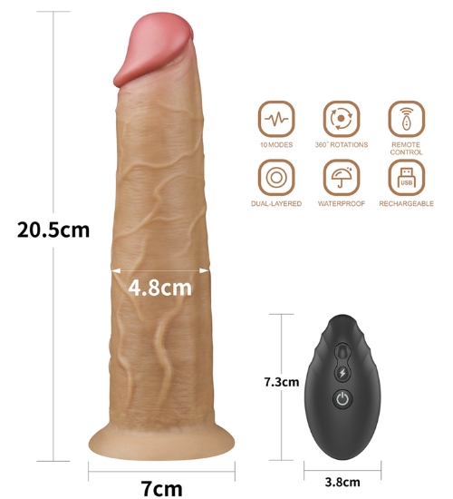 Rotacyjne dildo 20cm z bezprzewodowym pilotem