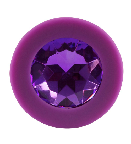 Fioletowy plug z kryształkiem - sylikon