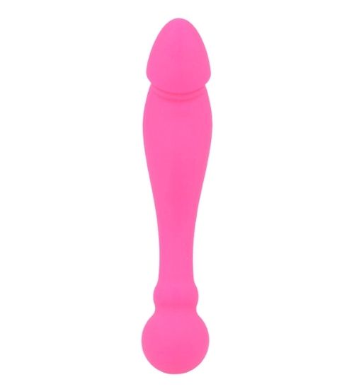 Dwustronne różowe dildo z silikonu