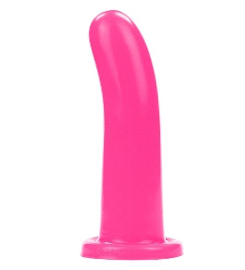 Różowe silikonowe dildo z płaską podstawą