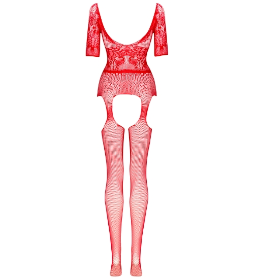 Czerwone bodystocking z głębokim dekoltem